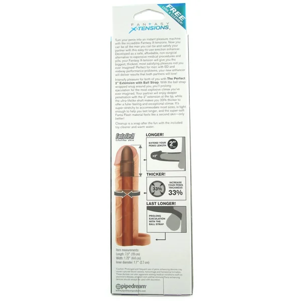 Fantasy X-Tensions Perfect Extension 2 inch with Ball Strap Flesh