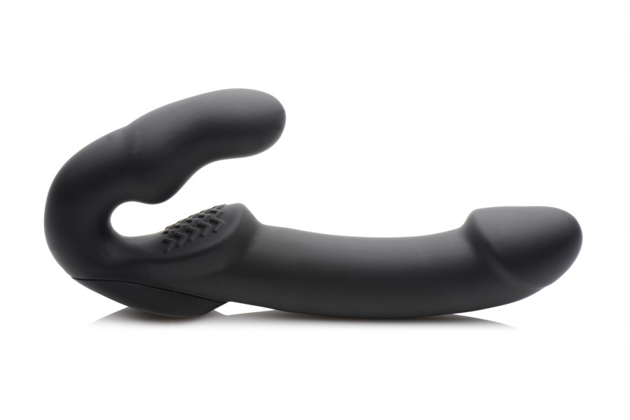 Evoke Rechargeable Vibrating Silicone Strapless Strap-on - Black