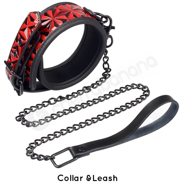 Cherry Banana Thrill Red Faux Leather 7 Piece Bondage Kit