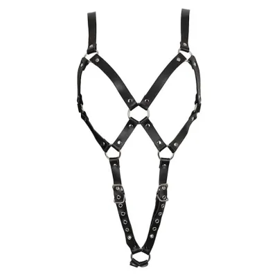 Leather Strap Body Harness Black S m