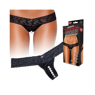 Clitoral Stimulating Thong With Beads Black Ml