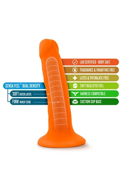 Blush Neo Neon Orange 6 Inch Dual Density Cock — image 10 of 13