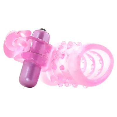 Basic Essentials Stretchy Vibrating Bunny Enhancer Pink