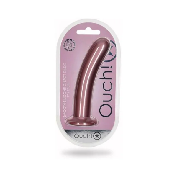 Realistic Dildos: Shots Ouch! Smooth Silicone 7 In. G-spot Dildo Rose Gold