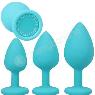 A Play Teal Silicone Anal Trainer 3 Piece Set With Fun Flared Base