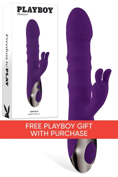 Playboy Hop To It 9.25" Thrusting Rabbit Vibrator with Clitoral Stimulator
