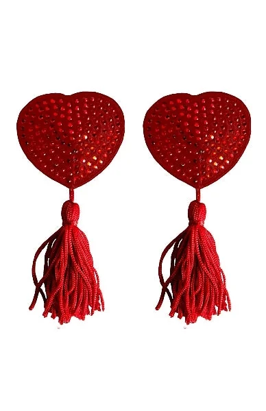 Nipple Tassels - Heart - Red