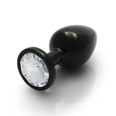 Ouch Clear Gem Metal Black Plug Medium