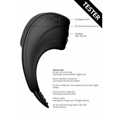 Cock Ring With C spot E stim Massager Black Tester Electric Shock Sex Toy