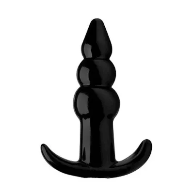Bubbling Ribbed Anal Plug 4 3 Inch Black 4 Inch