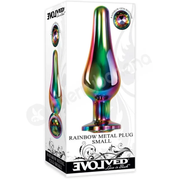 Evolved Rainbow Small 3.7" Metal Plug With Multi-coloured Gem Base