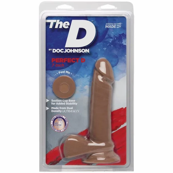 The D - Perfect D 7" Suction Cup Dildo by Doc Johnson - Caramel
