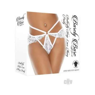 Barely Bare Butterfly Strap Lace Thong Panty White O s