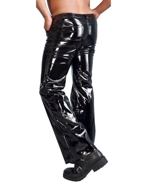 Troy Mens Vinyl Trousers - Black - Small