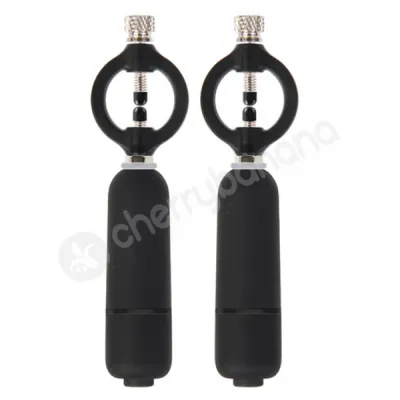 Adam Eve Black Vibrating Nipple Clamps