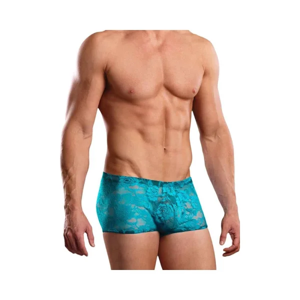 Mini Shorts Neon Lace Turquoise Blue Large