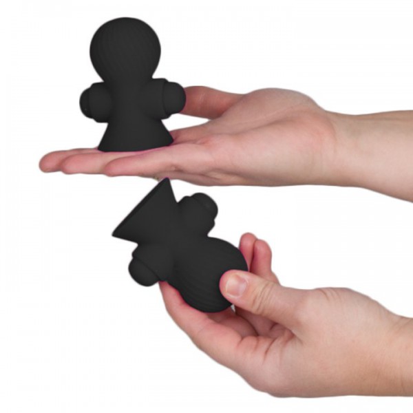 Bondara Black Silicone 12 Function Vibrating Nipple Suckers — image 4 of 5