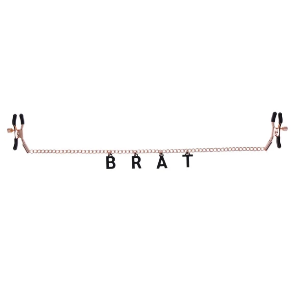 Sex & Mischief Brat Charmed Nipple Clamps By Sportsheets - Rose Gold & Black