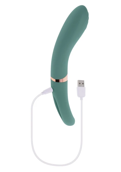 Chick Flick Waterproof Silicone Dual Ended Flickering Tongue G-Spot Vibrator By Evolved Novelties - Green