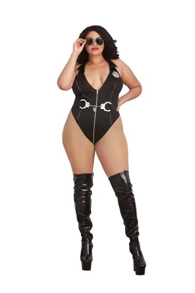 Officer Naughty Cop Costume Black Queen O/S