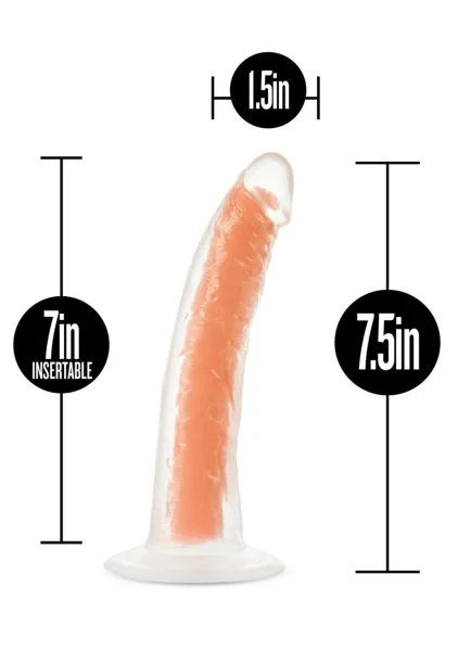 Neo Elite Glow In The Dark 7.5" Dual Density Realistic Silicone Dildo by Blush - Neon Orange