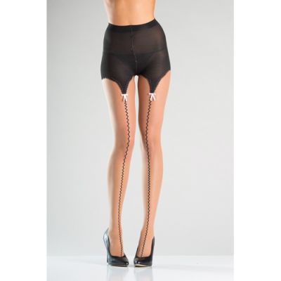 Pantyhose With Suspender Belt Look And Bows One Size