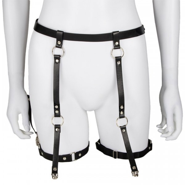 Bondara Buckle Up Faux Leather Suspender Belt