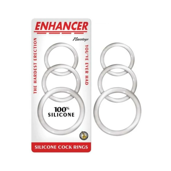 Enhancer Silicone Cockrings Clear Set Of 3