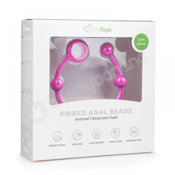 Easytoys Pink Small Ribbed Anal Beads