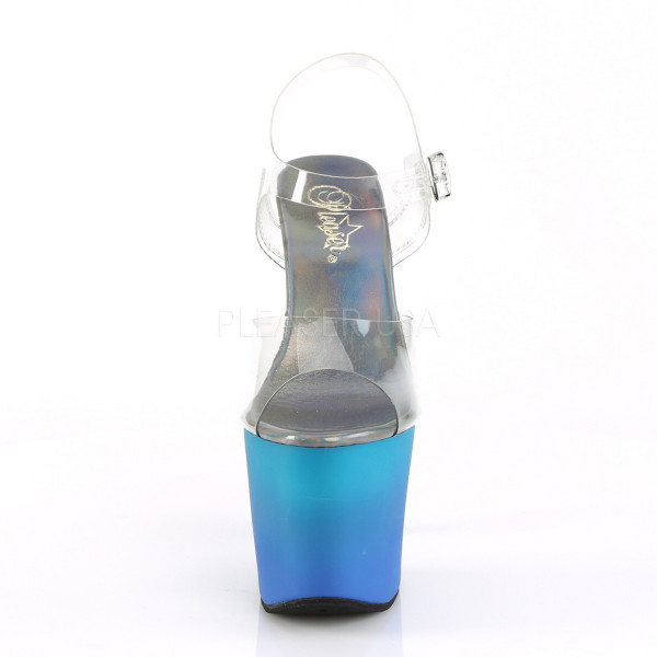 7 inches Heel, 3 1/4 inches Ombre PF Ankle Strap Sandal w/ Mermaid Scale — image 6 of 8