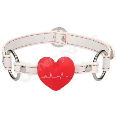 Ouch Silicone Heart Gag Nurse Themed White Red Mouth Restraint