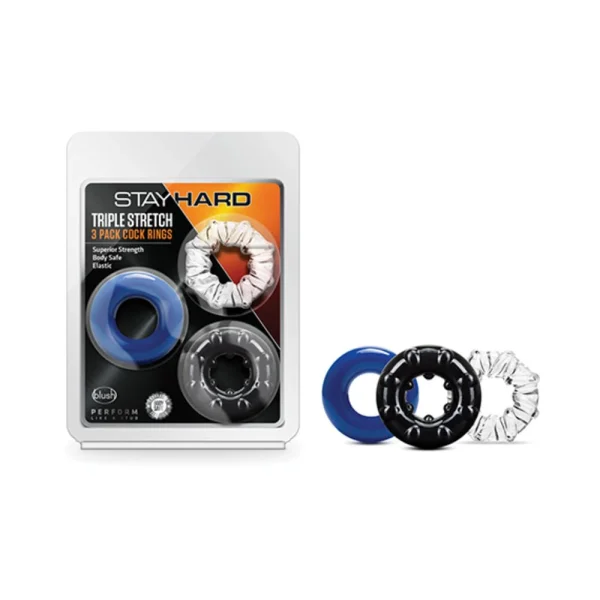 Stay Hard Triple Stretch 3pk Cock Rings — image 9 of 15
