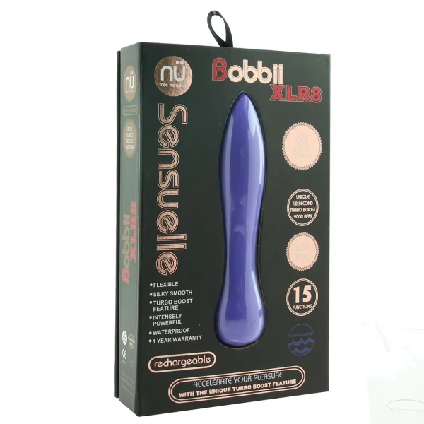 Bobbii XLR8 Flexible 15 Function Silicone Bullet Vibrator With Turbo Boost By Nu Sensuelle - Violet