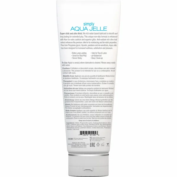 Wicked Simply Aqua Jelle Thick Water-Based Lubricant with Aloe
