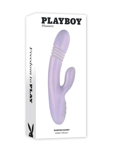 Playboy Pleasure Bumping Bunny Warming Rechargeable Silicone Thrusting Rabbit Vibrator - Lavender