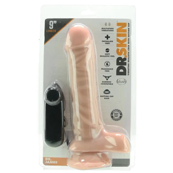Dr. Skin - Dr. James - 9 Inch Vibrating Cock With  Suction Cup - Vanilla