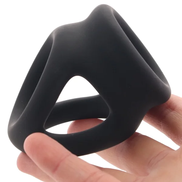 Alpha Liquid Silicone Dual Cage & Cock Ring By CalExotics - Black