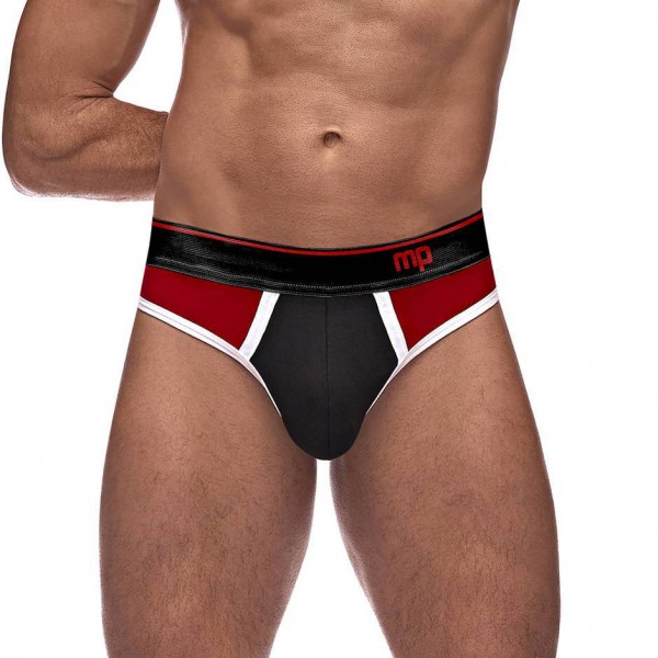 Male Power Blue and Black Retro Sport Panel Thong