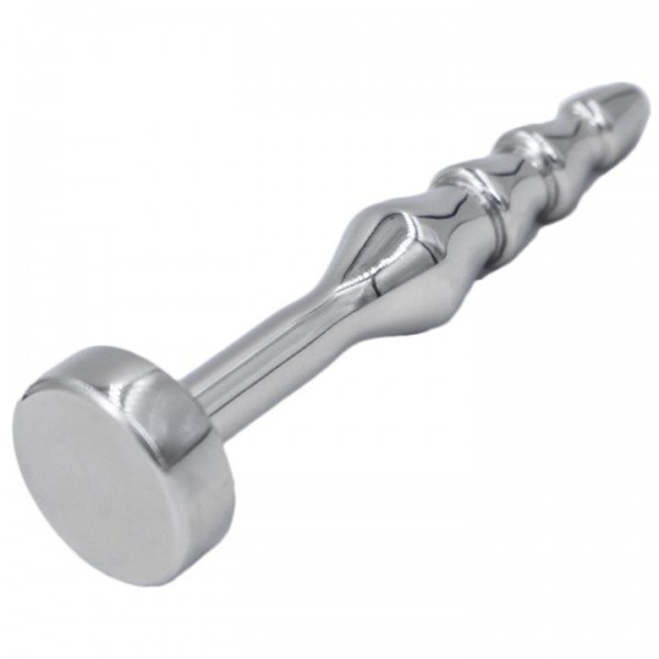 Torment Stainless Steel Ribbed Pin Penis Plug – 5.5cm