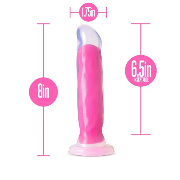 Neo Elite - Glow-in-the-dark Marquee - 8-inch Silicone Dual-density Dildo - Neon Pink