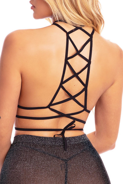 Pink Lipstick Midnight Sun Black Bodystocking Top with Skirt