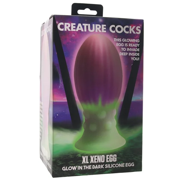 Xeno Egg Glow In The Dark Silicone Egg 6.9" Silicone Suction Cup Dildo By Creature Cocks - XL