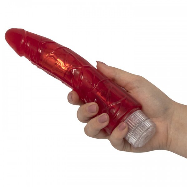 Bondara Crystal Clear Red Vibrating Dildo – 9 Inch — image 5 of 5