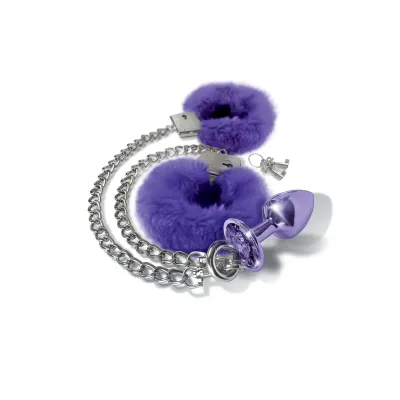 Nixie Metal Butt Plug and Furry Handcuff Set