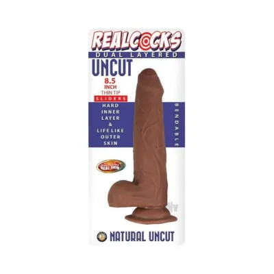 Realcocks Dual Layered Uncut Slider Thin Tip 8 5 In Brown