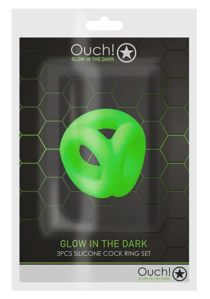 Ouch! Glow in the Dark 3-Ring Cock and Ball Strap