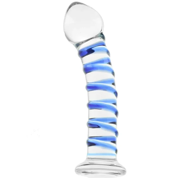Gläs Mr. Swirly Double Ended Glass Dildo & Butt Plug - Clear & Blue