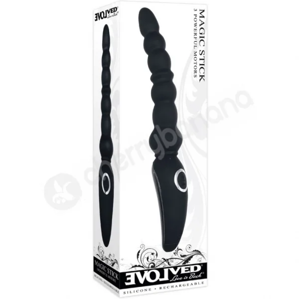Evolved Magic Stick Black Beaded Silicone Vibrator