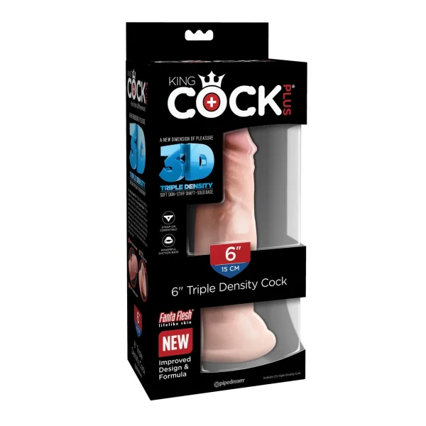 King Cock Plus 6" Triple Density Cock With Suction Cup Base - Vanilla
