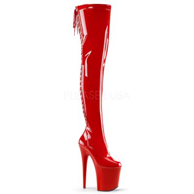8 inches Heel 4 inches PF Lace Up Back Stretch Thigh Boot Side Zip